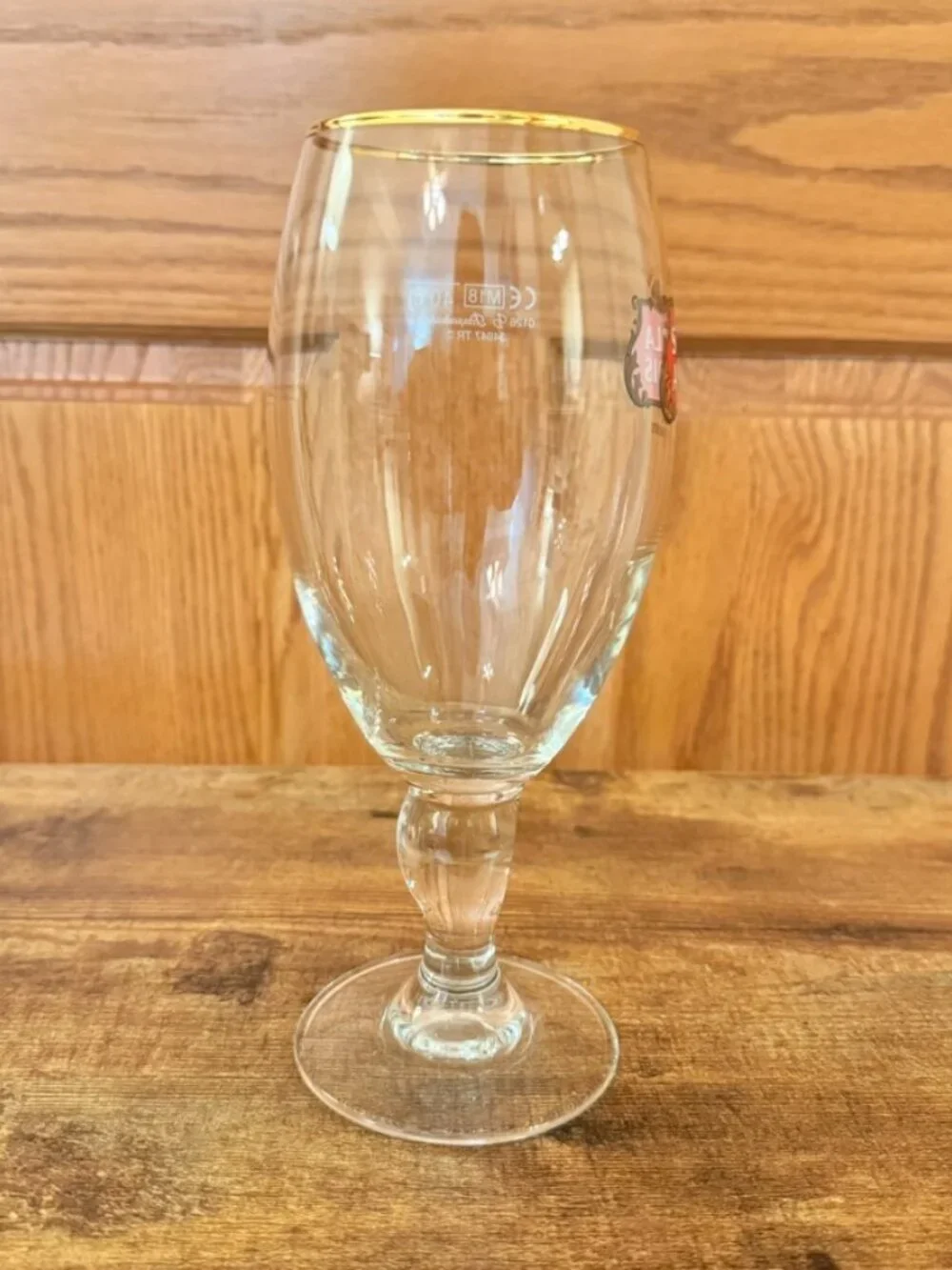 Stella Artois Beer Chalice Glass 40cl Clear Gold Rim Stemmed Goblet